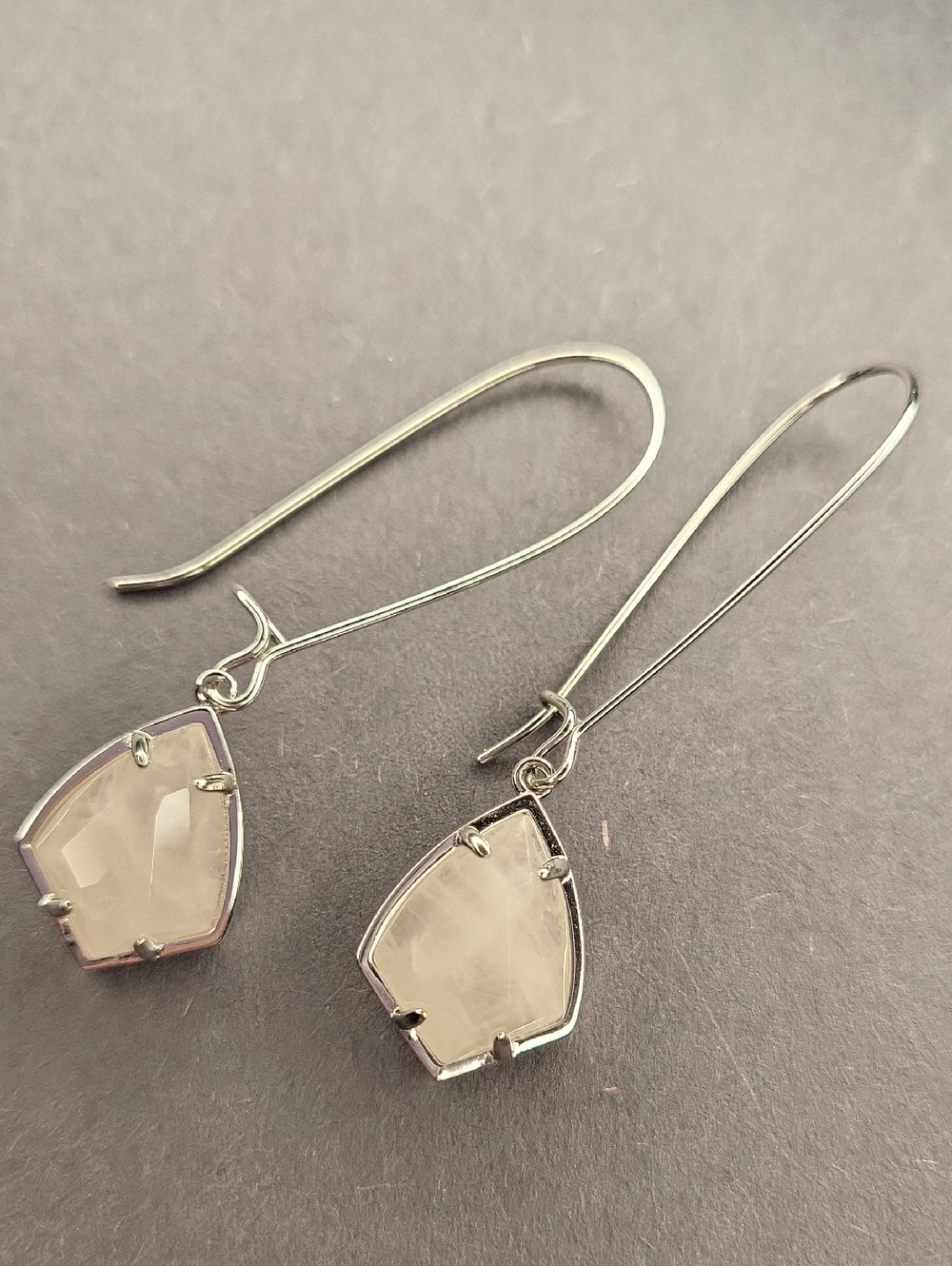 Kendra Scott Silver and Pink Dangle Earrings